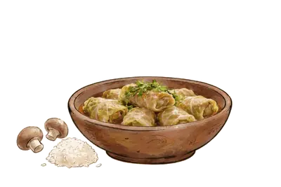 Постные голубцы с рисом и грибами
