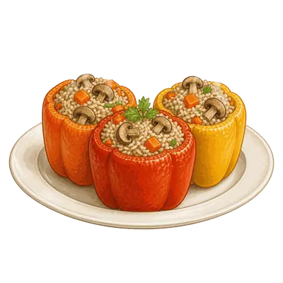 Постный фаршированный перец с рисом и грибами