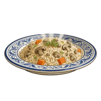 Постный плов с грибами