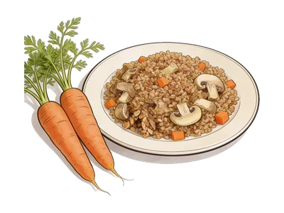 Гречка с грибами и морковью