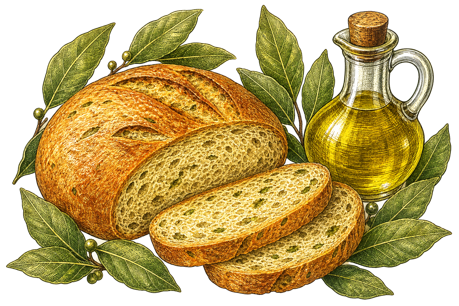 Лавровый хлеб с оливковым маслом