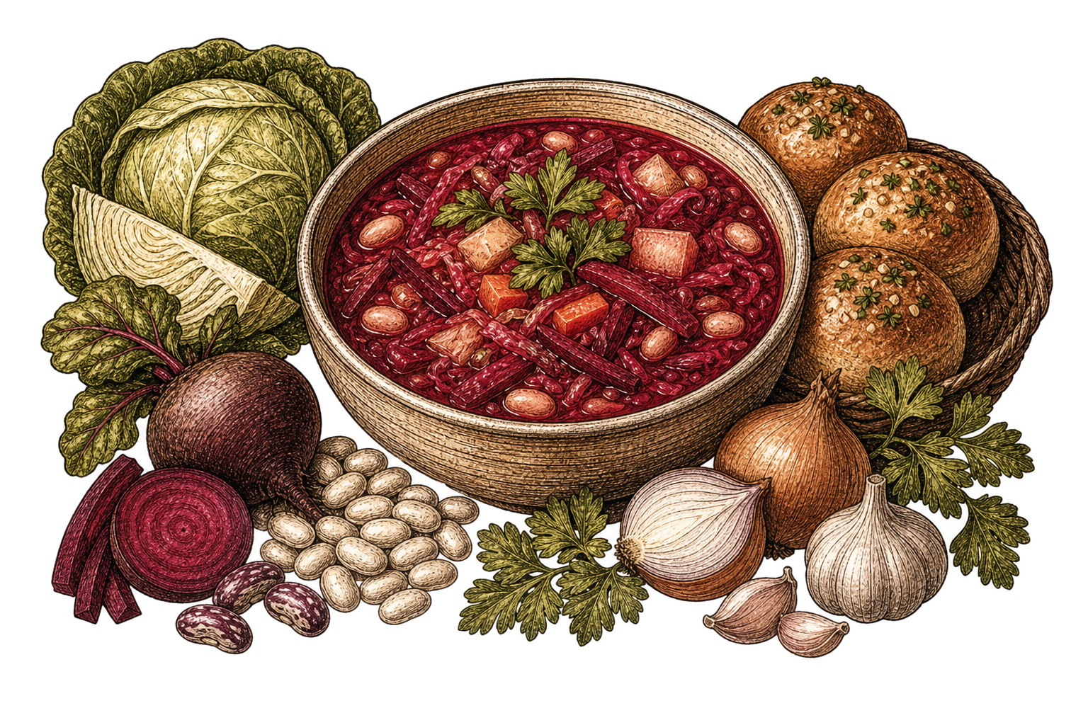 Борщ с фасолью