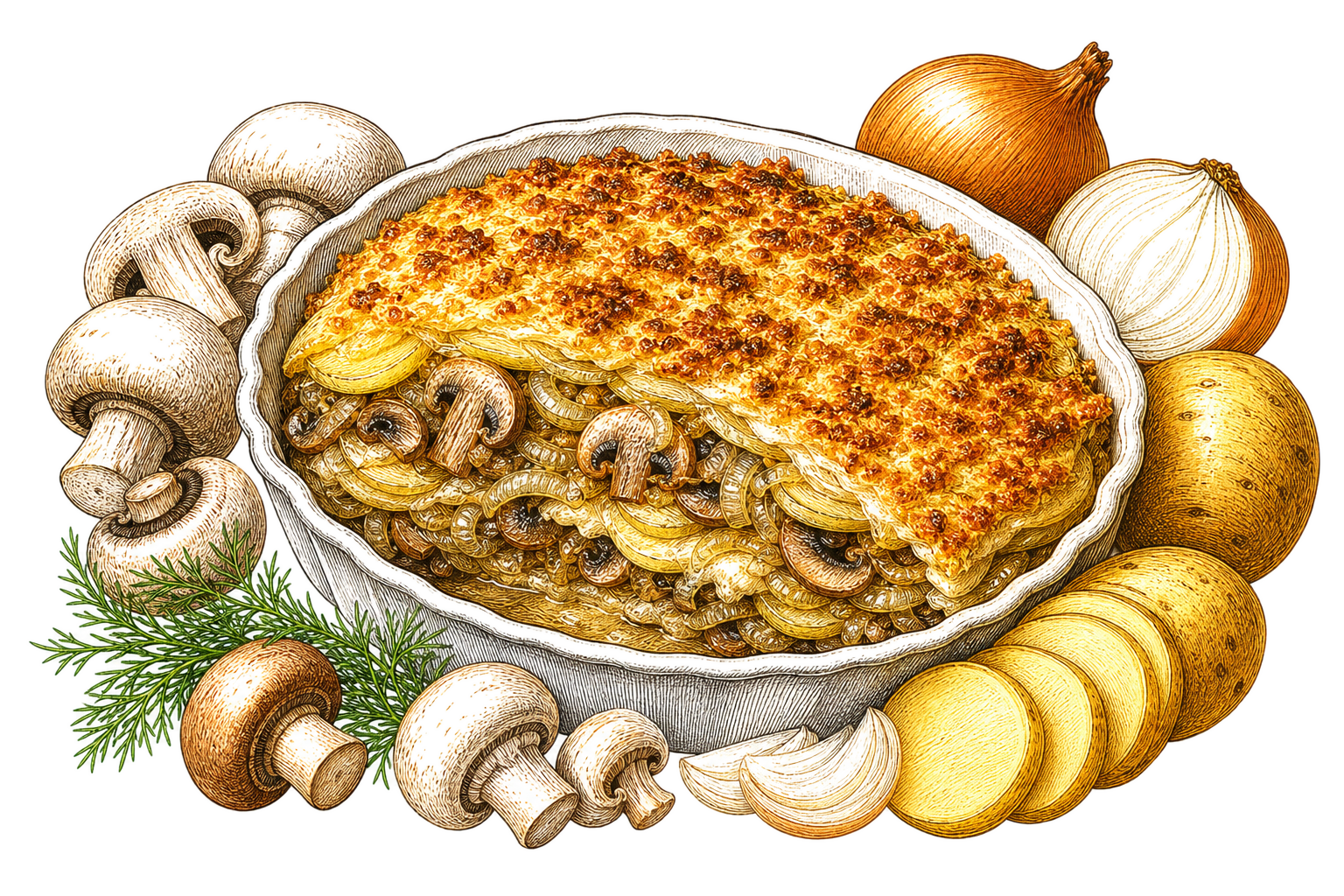 Грибная запеканка с картофелем