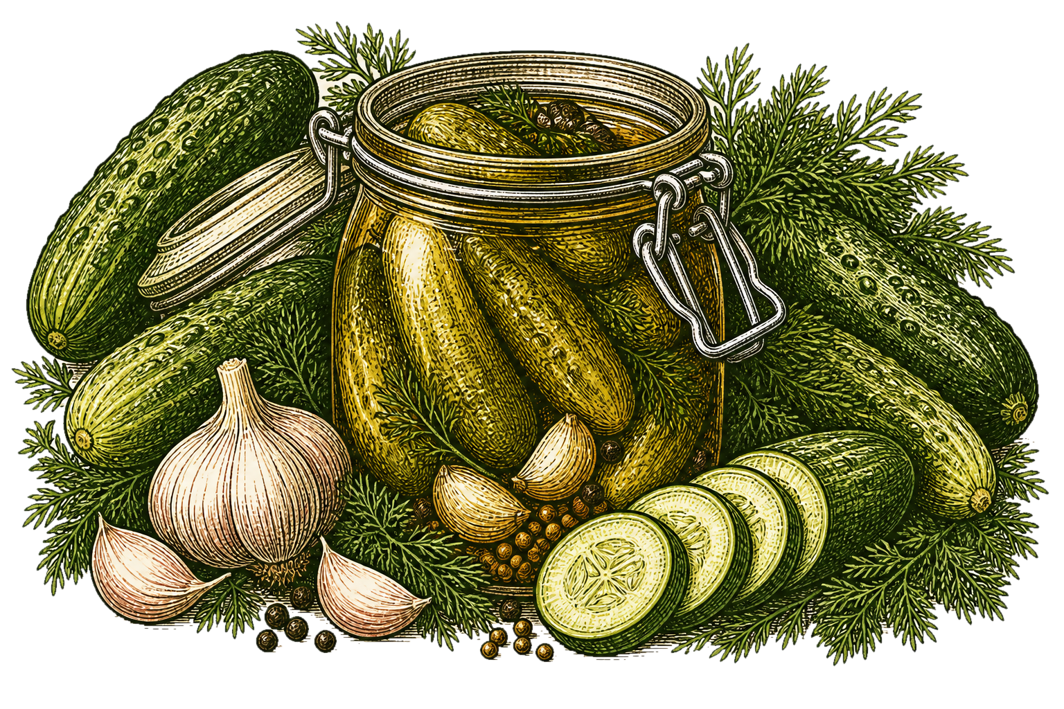 Маринованные огурцы с укропом