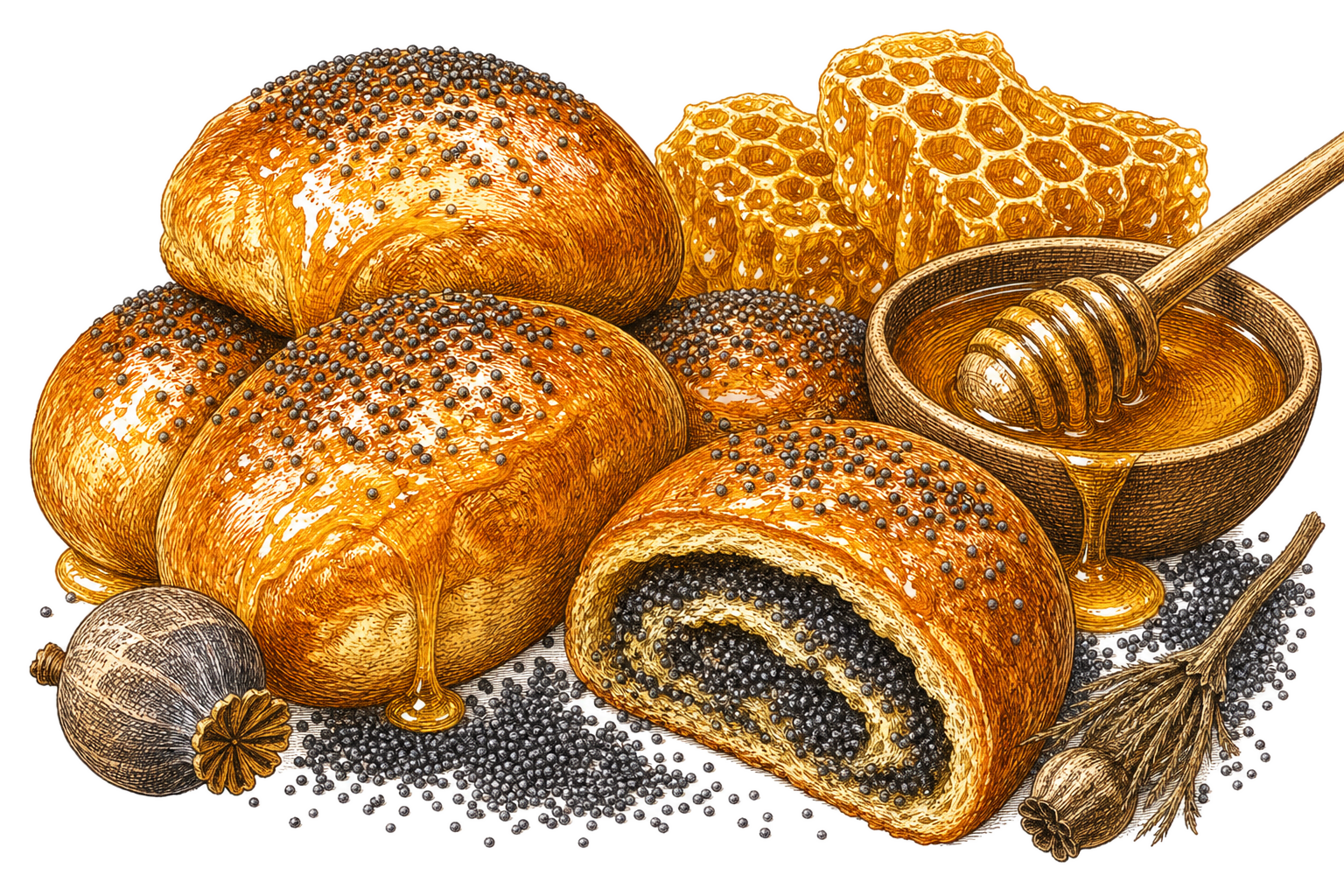 Булочки с маком и медом